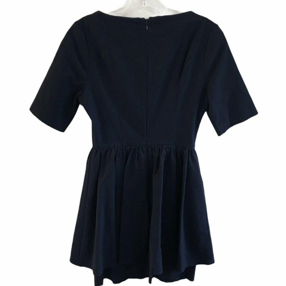 Asos Womens Fit & Flare Skater Dress Size 2 Black Short Sleeve Round Neck Zip - Picture 3 of 6